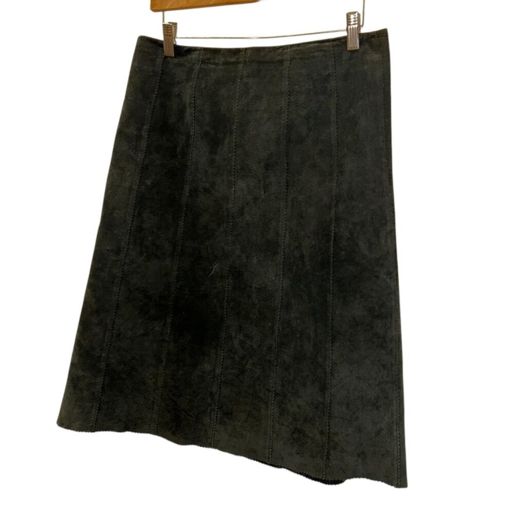 Allan Denis vintage black leather suede a line skirt 10 Excellent condit…